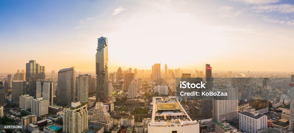 Bangkok Cityscape Bangkok cityscape, view from high building on Srinakarin and Silom road in the evening Bangkok Stock Photo