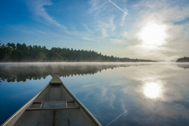 istock Canoeing on a misty summer morning on Corry Lake. 639724398
