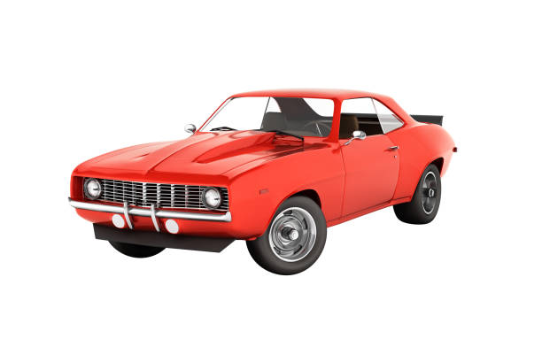 istock Muscle car without shadow perspective view on white background 3d 639724528
