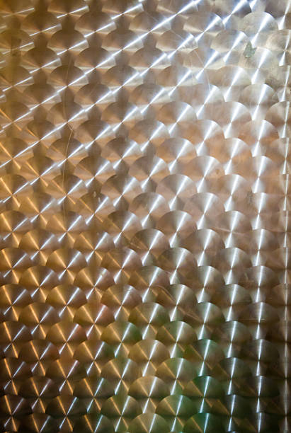 istock Surface of stainless steel with a white pattern on top 639729322