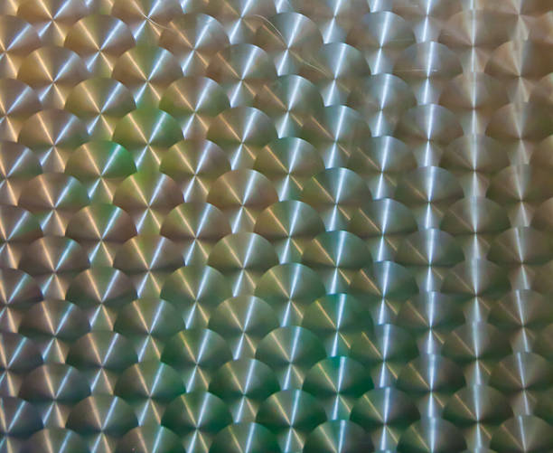 istock Surface of stainless steel with a white pattern on top 639729368