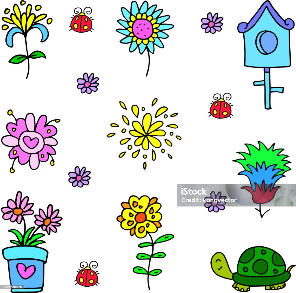Springtime Objects Vector Art Of Object Spring Stock Illustration - Download Image Now ...
