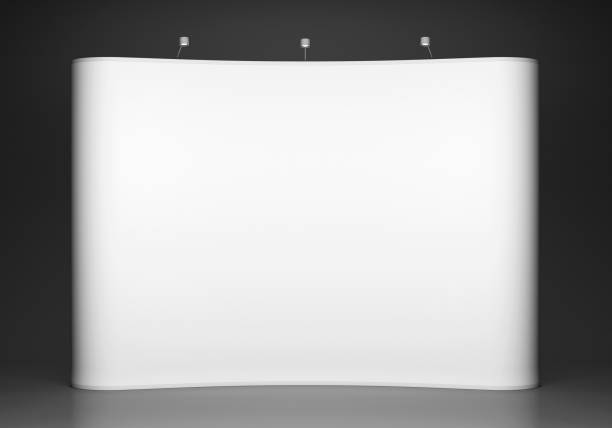 Blank trade show booth on grey background