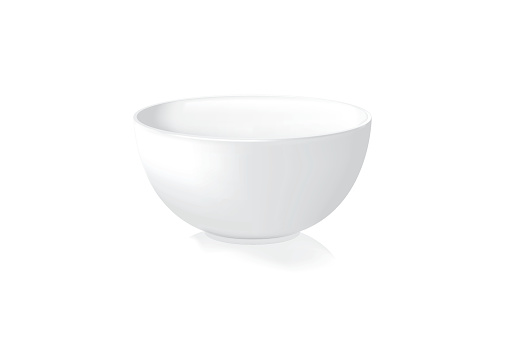 Realistic Vector Illustration of ceramic white bowl.
