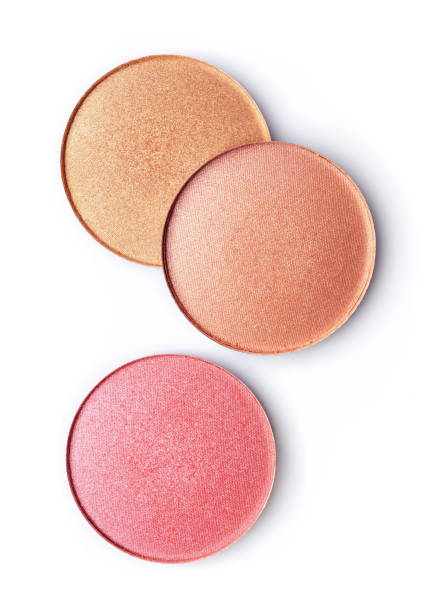 blusher o ombretto rosa e beige - fard foto e immagini stock