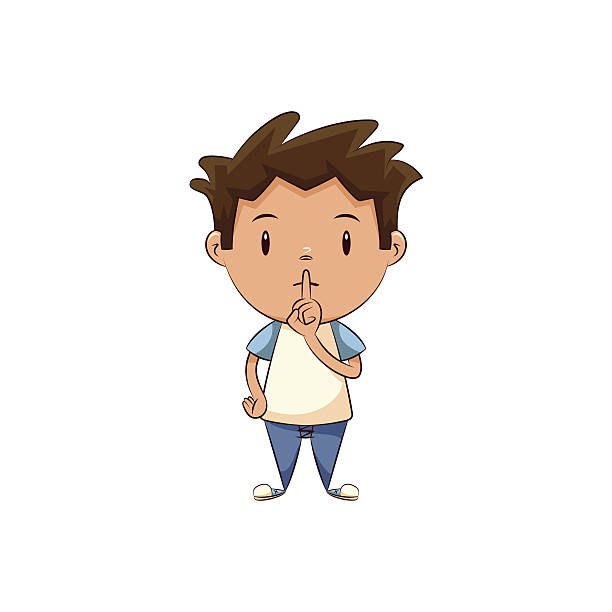 ilustrações de stock, clip art, desenhos animados e ícones de child silence gesture - keep quiet