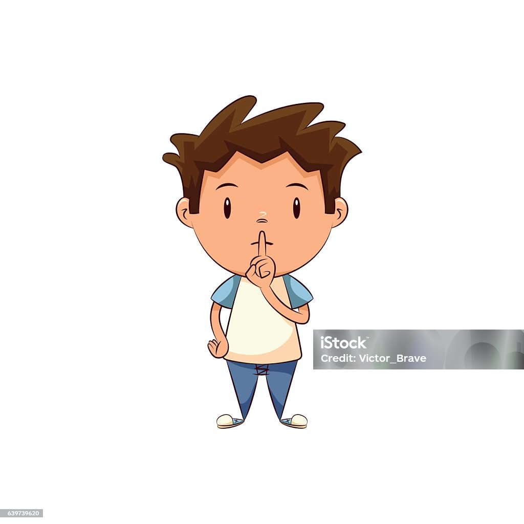 Child Silence Gesture Stock Illustration - Download Image Now - Finger on  Lips, Child, Silence - iStock