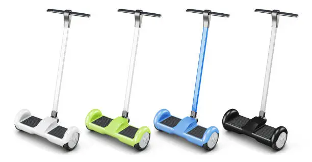 Set of segway with handle on white background. 3d rendering.