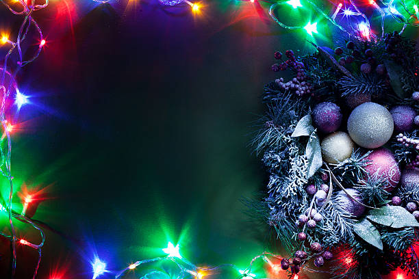istock Christmas decoration with fir and baubles. 639742936