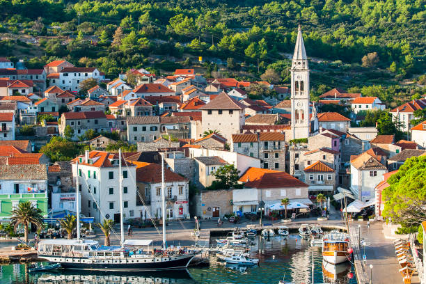 Nice Jelsa in Hvar in Croatia Beautiful view of the town of Jelsa on the island of Hvar in Croatia. jelsa stock pictures, royalty-free photos & images