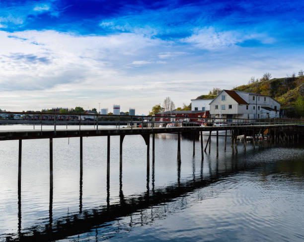 istock Horizontal vivid Norway bridge over ocean bay landscape backgrou 639744456