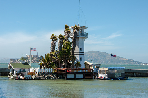 San Francisco, California, USA - June 17, 2014: Forbes Island near Pier 39 in San Francisco