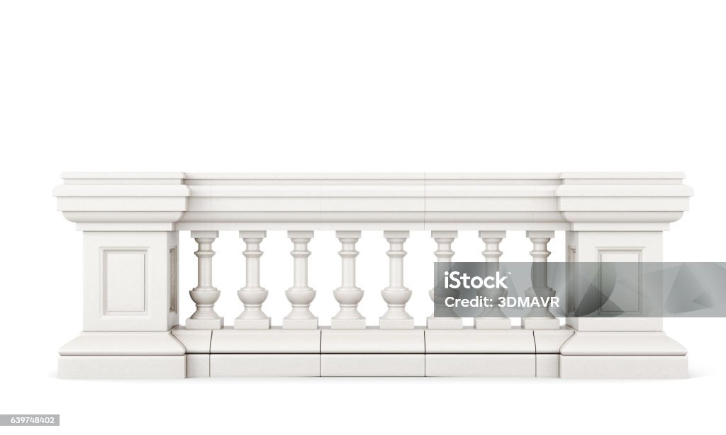 Front Balustrade Front View Stone Balustrade On White Background 3d Rendering Stock ...