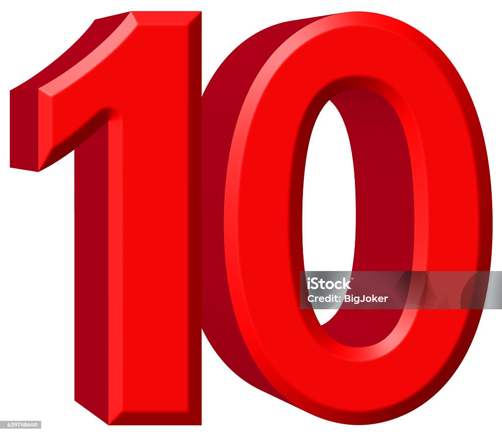 Numeral 10 Ten Isolated On White Background 3d Render Stock Photo