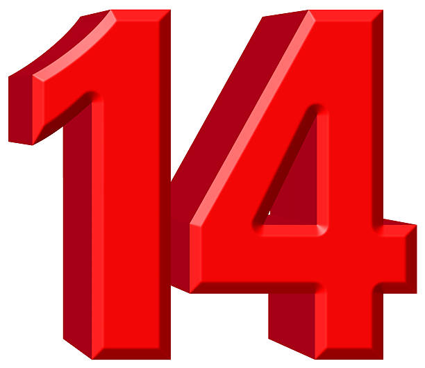 istock Numeral 14, fourteen, isolated on white background, 3d render 639748724
