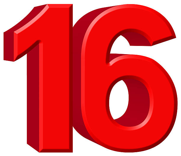 istock Numeral 16, sixteen, isolated on white background, 3d render 639748760