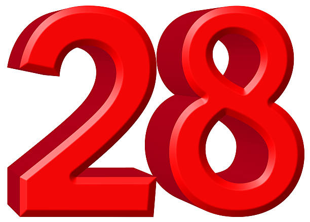 istock Numeral 28, twenty eight, isolated on white background, 3d rende 639749778