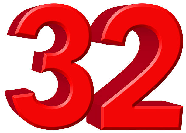 istock Numeral 32, thirty two, isolated on white background, 3d render 639749946