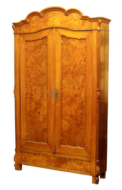 istock Antique wood wardrobe isolated on white 639750026