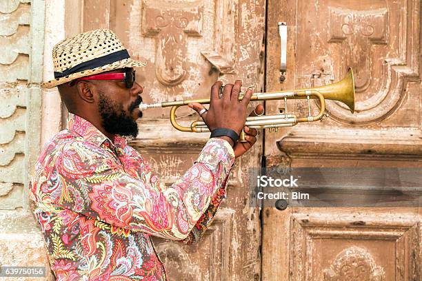 Cuban Musician Playing Trumpet In Havana Stock Photo - Download Image Now - Cuba, Salsa Music, Musician