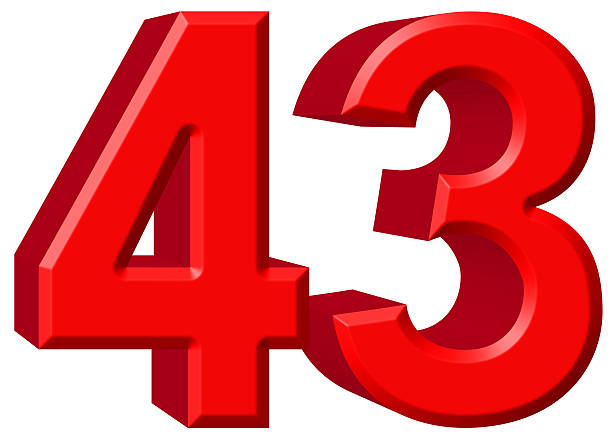 istock Numeral 43, forty three, isolated on white background, 3d render 639750248