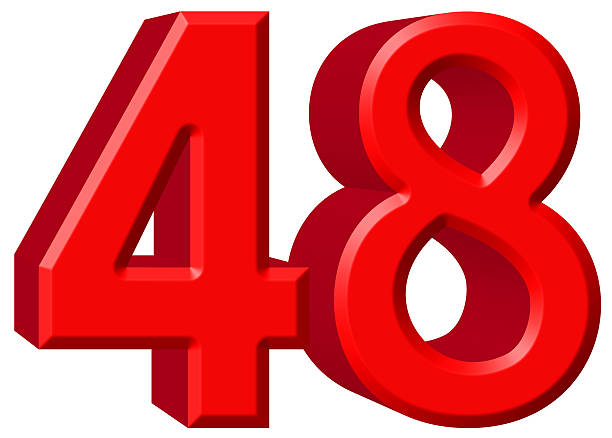 istock Numeral 48, forty eight, isolated on white background, 3d render 639750364
