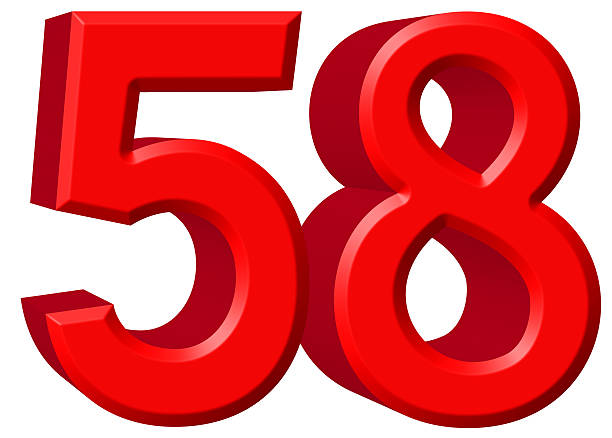 istock Numeral 58, fifty eight, isolated on white background, 3d render 639750646