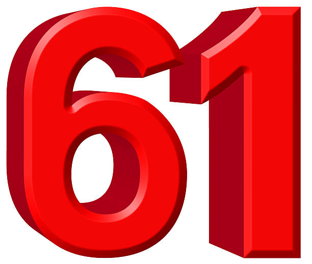 istock Numeral 61, sixty one, isolated on white background, 3d render 639750740
