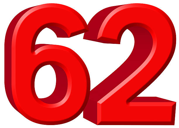 istock Numeral 62, sixty two, isolated on white background, 3d render 639750774