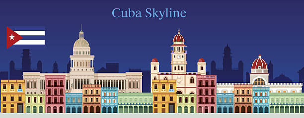 illustrazioni stock, clip art, cartoni animati e icone di tendenza di skyline di cuba - cuban ethnicity illustrations