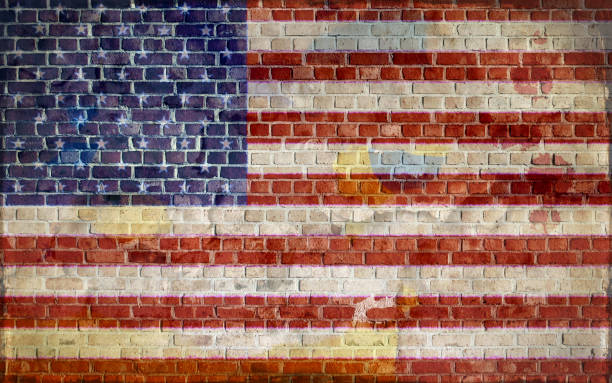 istock American flag painted on a brick wall 639751134