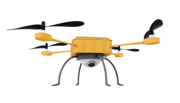 istock Yellow quadrocopter isolated on white background. 3d rendering 639751260