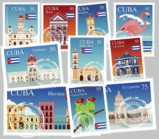 Vector illustration of Cuba Stapms