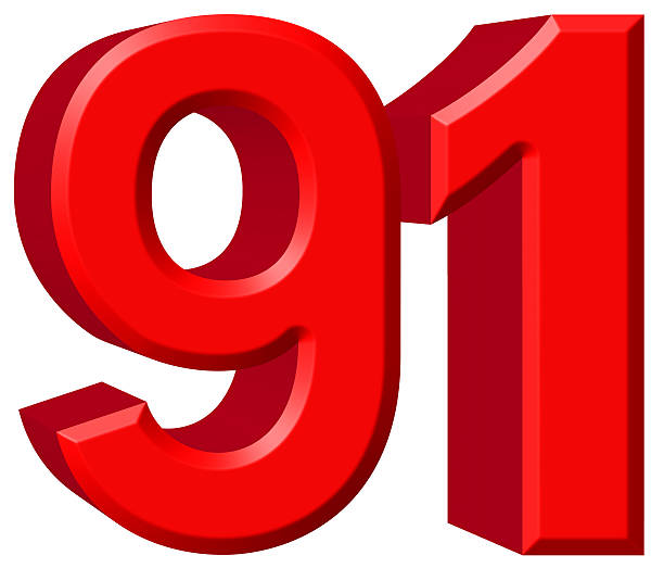 istock Numeral 91, ninety one, isolated on white background, 3d render 639753038
