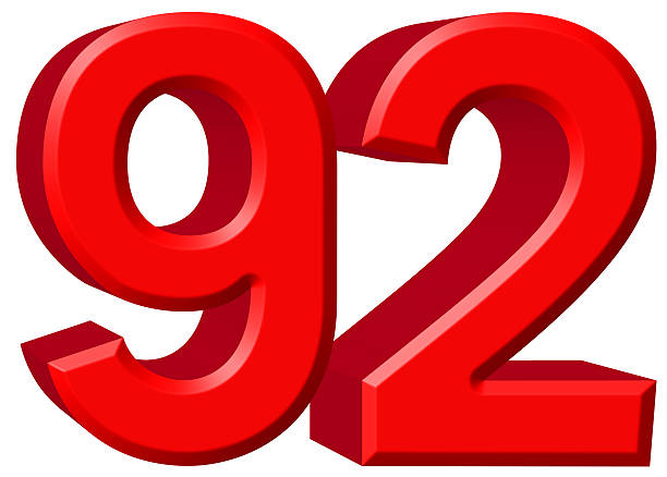 istock Numeral 92, ninety two, isolated on white background, 3d render 639753076