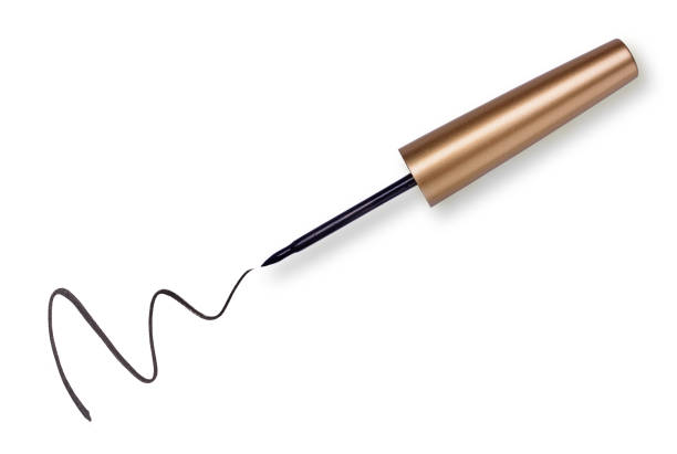 Cosmetic eyeliner with sample strokes isolated on white background
