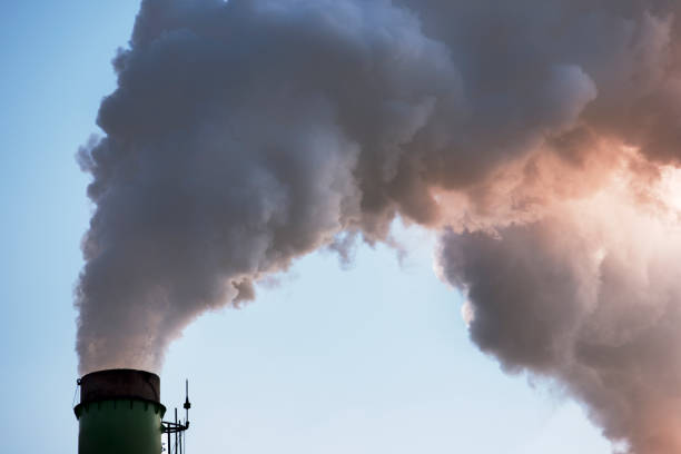 istock Factory flue and water steam 639755912