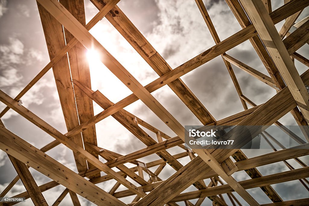 Dachstühle der neuen Hausbau - Lizenzfrei Baugewerbe Stock-Foto