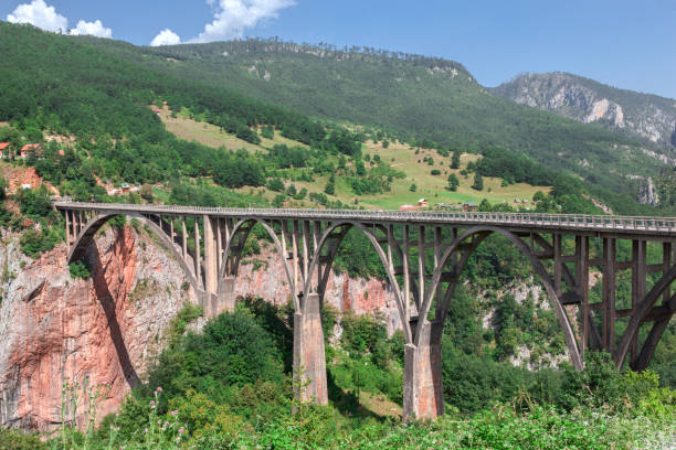 istock Durdevica Tara Bridge on  River, a concrete arch  over the 639758434