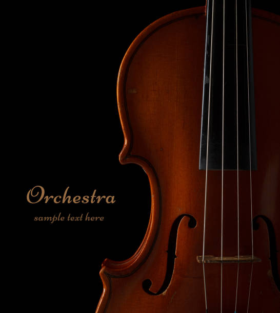 primer plano de la parte del violín - musical instrument string music dark old fashioned fotografías e imágenes de stock