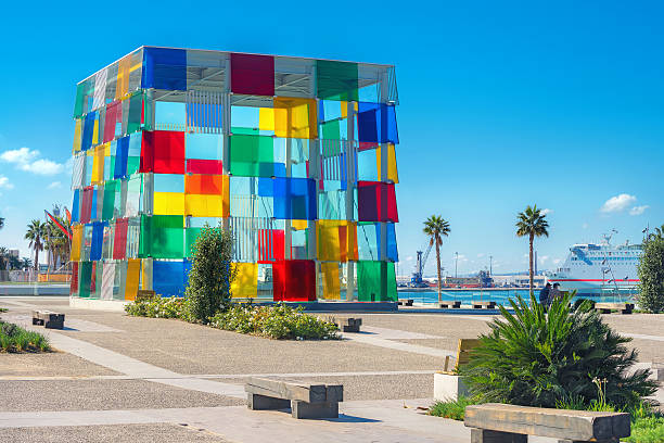 Malaga, Spain - October 30, 2016: Contemporary museum Pompidou centre in Malaga, Andalusia, Spain.  It is famous culture centre is housed at the new port of Malaga