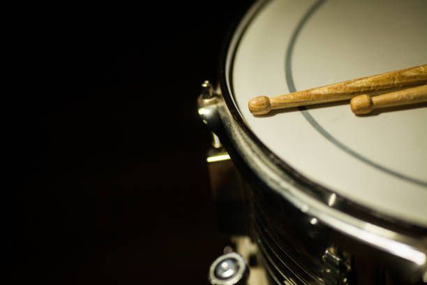 istock Snare drum and a pair of drum sticks 639765768