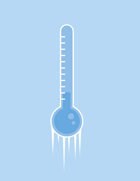 Thermometer Ice Cold Blue thermometer ice cold with icicles fall weather stock illustrations