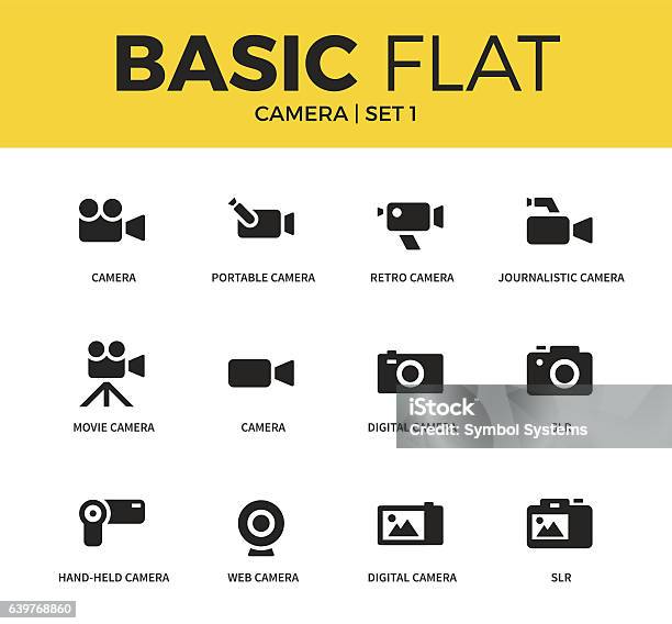 Basic Set Of Camera Icons Stock Illustration - Download Image Now - Home Video Camera, Icon Symbol, Camera - Photographic Equipment