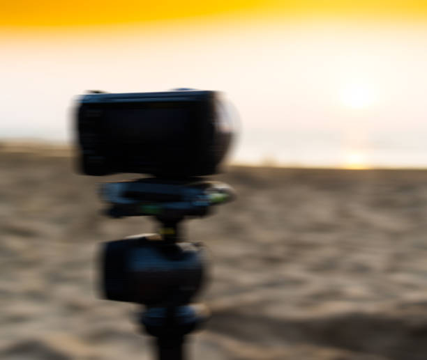 istock Horizontal vivid camera on tripod abstraction background backdro 639771800