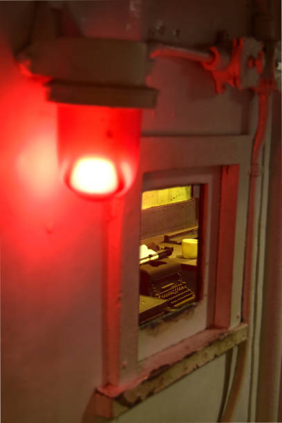 istock Battleship Texas-Typewriter Desk with Red Light 639774020