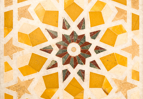 Mosaic tile detail at Sultan Qaboos Mosque, Muscat, Oman.