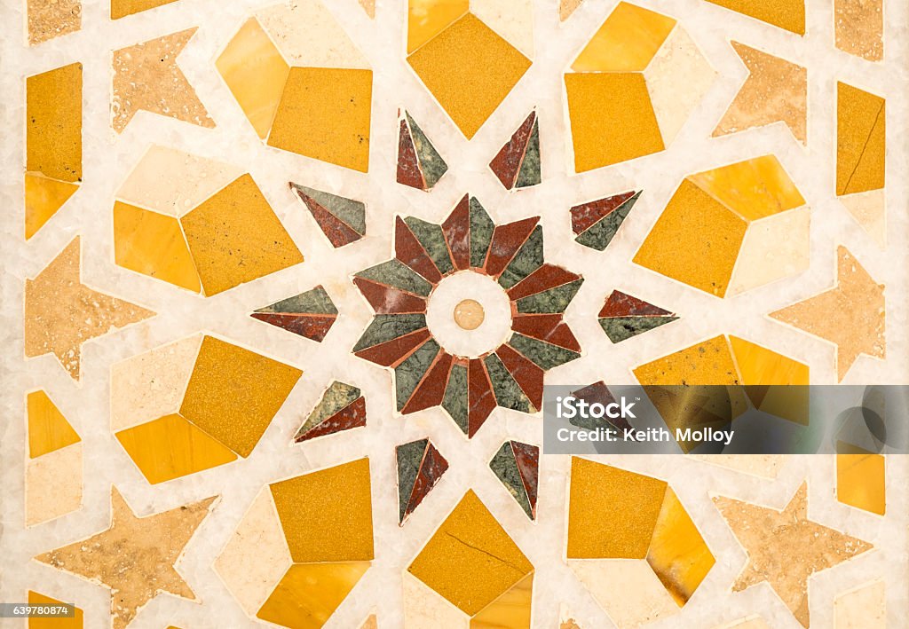 Middle East tile mosaic Mosaic tile detail at Sultan Qaboos Mosque, Muscat, Oman. Art Stock Photo