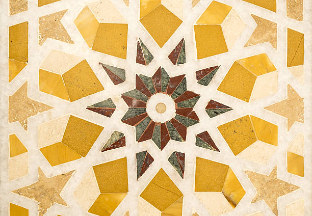 middle east tile mosaic - islam mosque oman greater masqat imagens e fotografias de stock