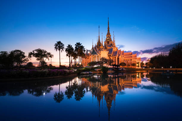 istock sunset in temple at Wat None Kum 639782518